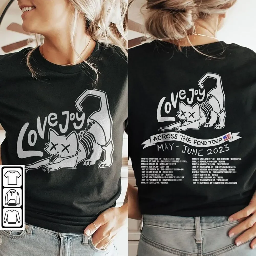Lovejoy Across The Pond Tour 2023 Indie 2 Sided T-Shirt